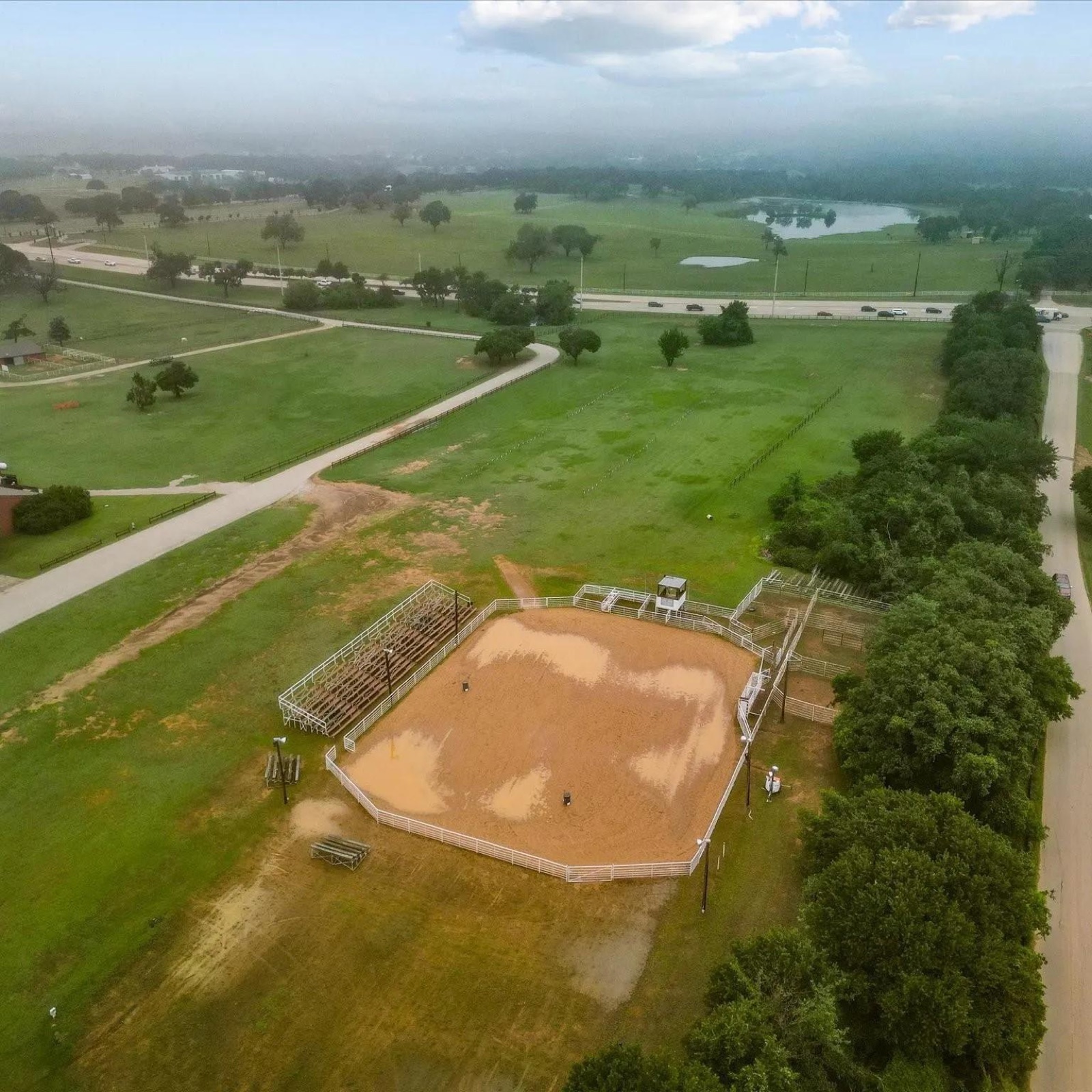 Aerial view of the arena and the 42 acres